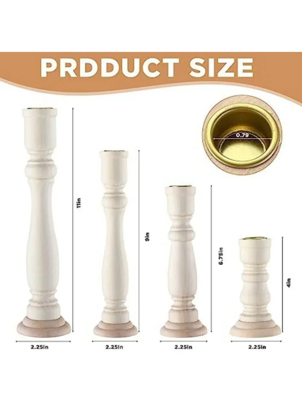 Rustic Wooden Candle Holders Set - 16 Unfinished Pillar Candlestick Stands for
